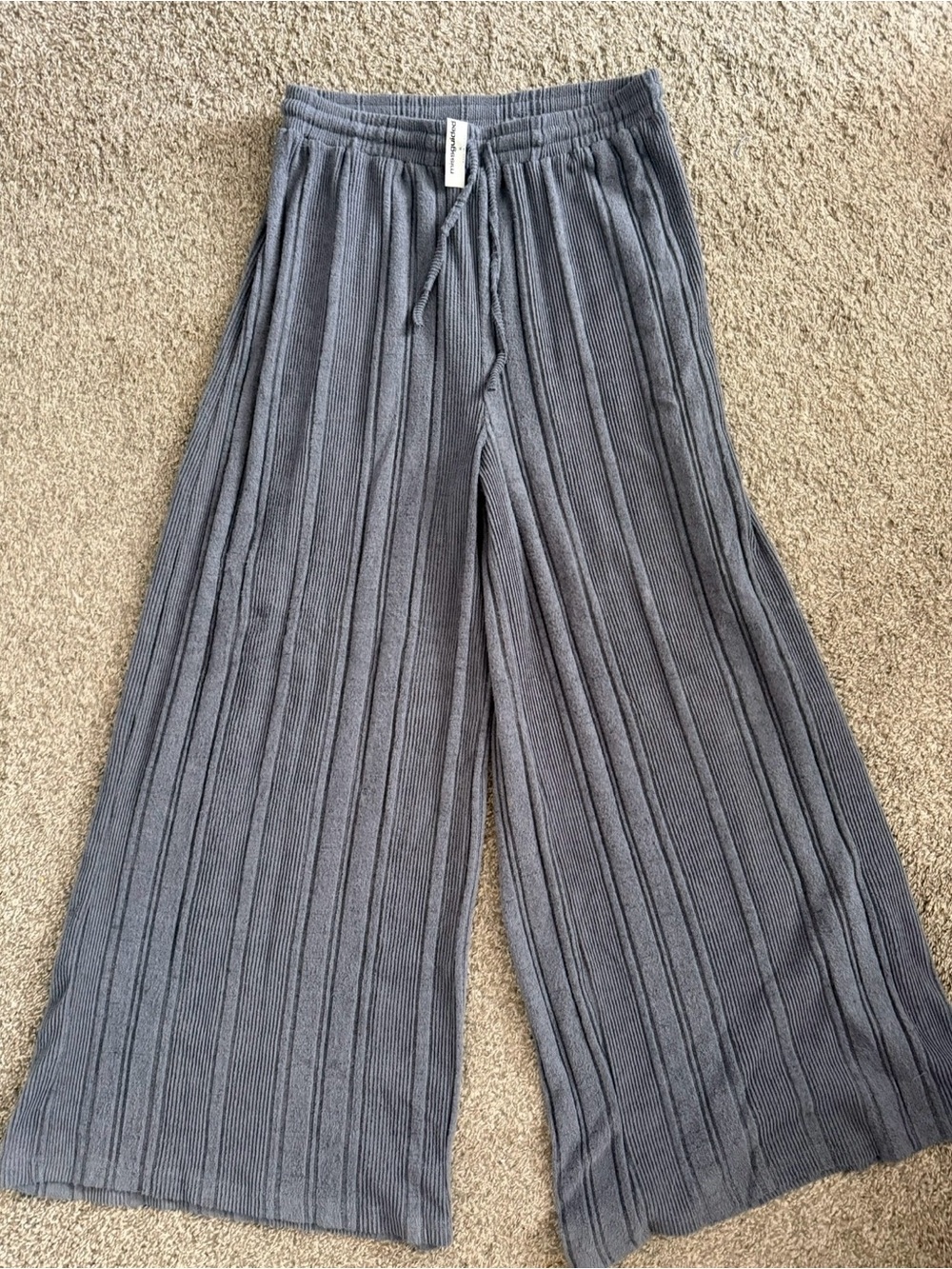 Missguided Ribbed Wide Leg Pants - Gray